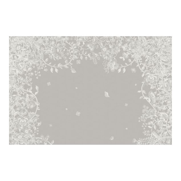 Fototapeter grått Pastel Flower Tendrils Chinoiserie