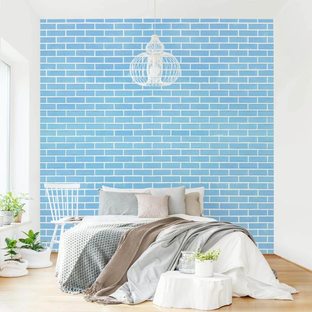 Fototapeter tegelsten Pastel Blue Brick Wall
