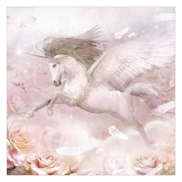 Tapeter Pegasus Unicorn With Roses