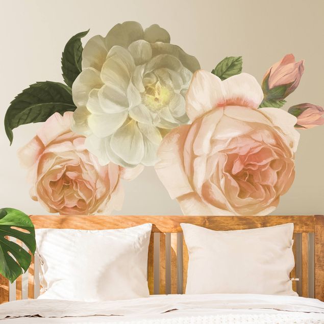 Wallstickers blommor  Peach-colored rose bouquet