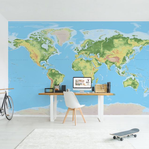 Kök dekoration Physical World Map