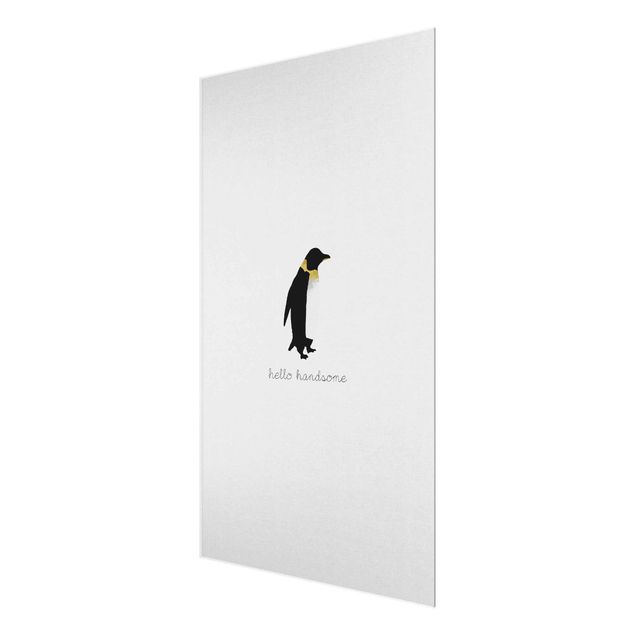 Glas Magnetboard Penguin Quote Hello Handsome