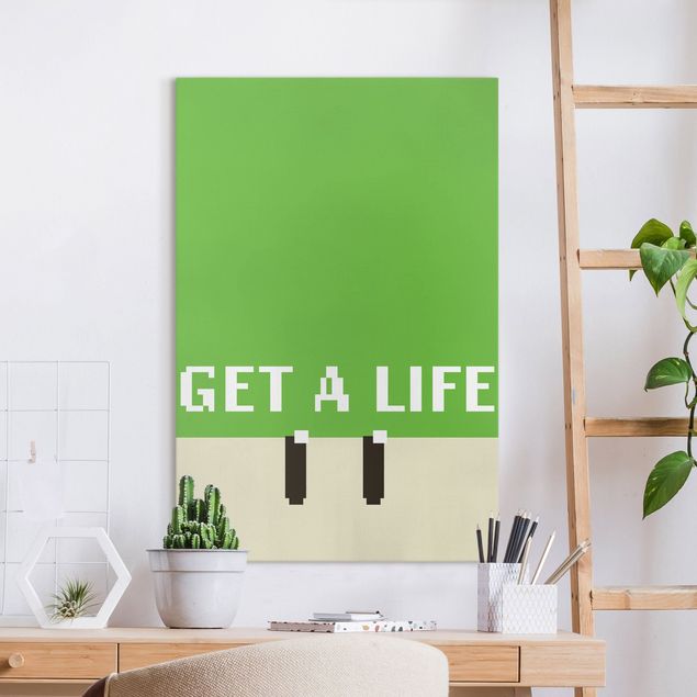 Canvastavlor ordspråk Pixel Text Get A Life In Green