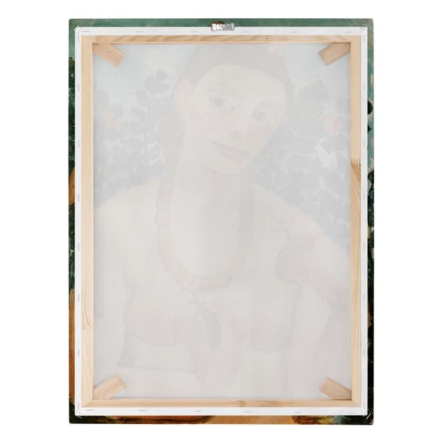 Tavlor porträtt Paula Modersohn-Becker - Self Portrait with Amber Necklace