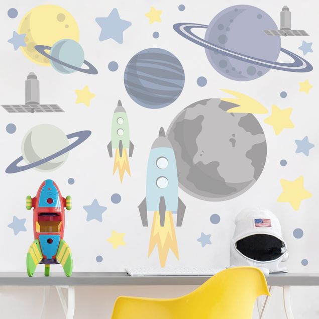 Wallstickers rymden Rocket and planets