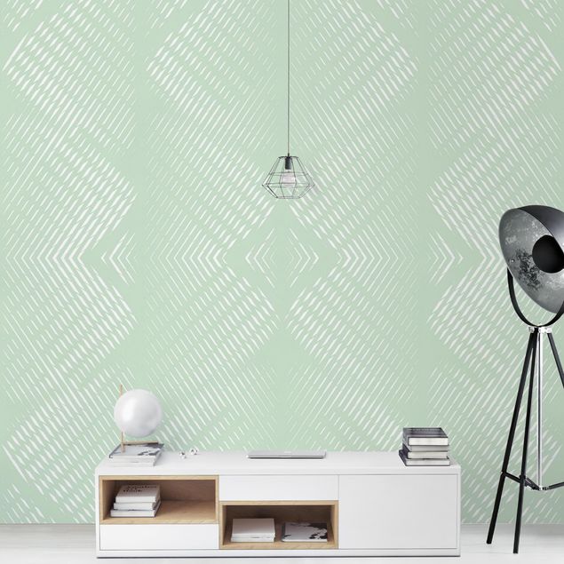 Kök dekoration Rhombic Pattern With Stripes In Mint Colour