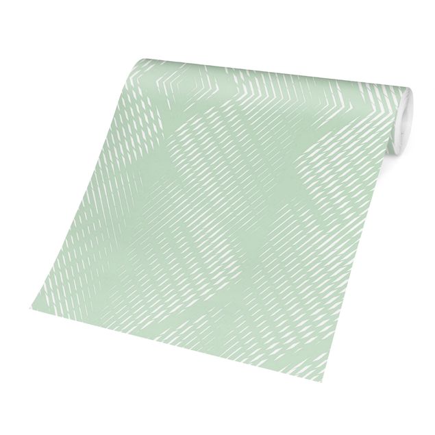 Tapeter vintage Rhombic Pattern With Stripes In Mint Colour