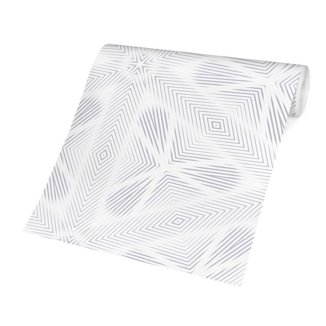 Tapeter vintage Rhombic Pattern With Stripes And Star In Grey