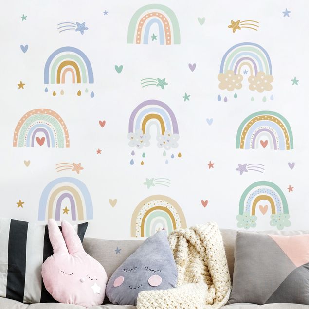 Autocolantes de parede arco-íris Rainbows Pastel Set