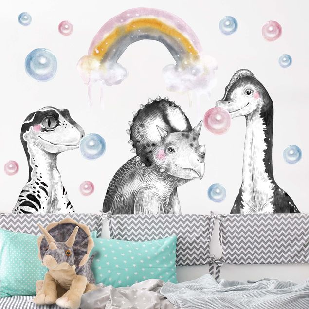 Autocolantes de parede dinossauros Rainbow Dino Set