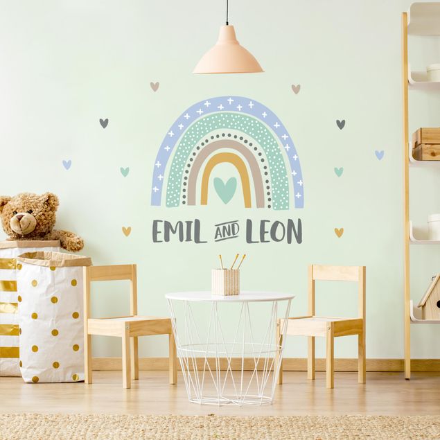 Wallstickers ordspråk Rainbow with desired blue turquoise