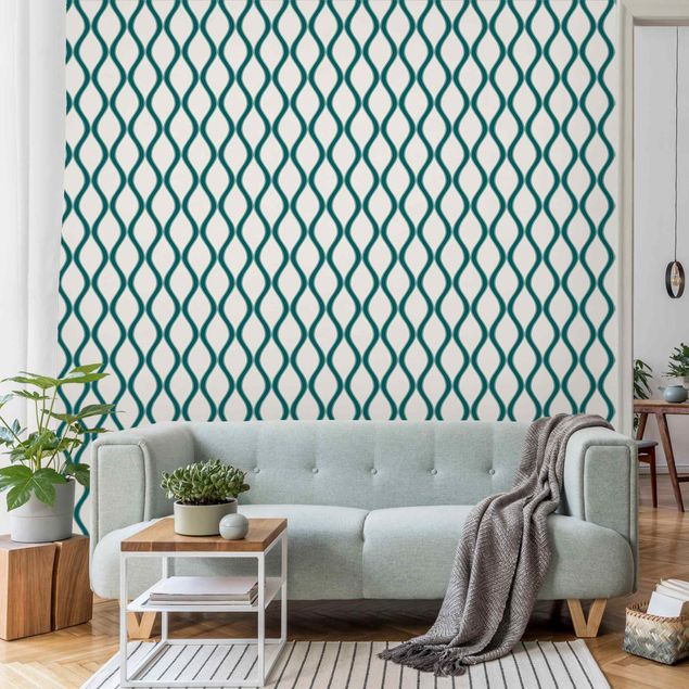 Kök dekoration Retro Pattern With Waves In Emerald