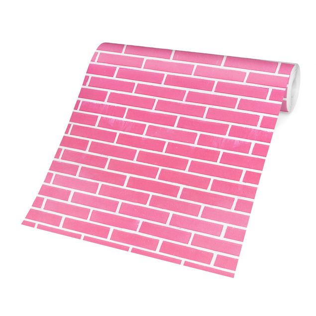 Fototapeter sten utseende Pink Brick Wall