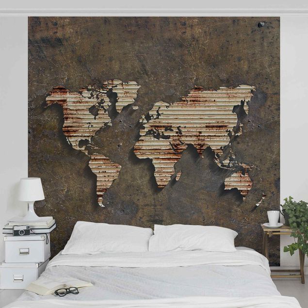 Tapeter modernt Rust World Map