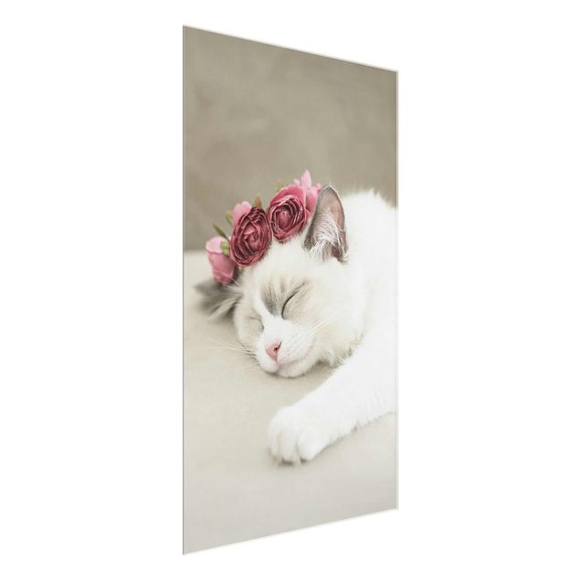 Glastavlor blommor  Sleeping Cat with Roses