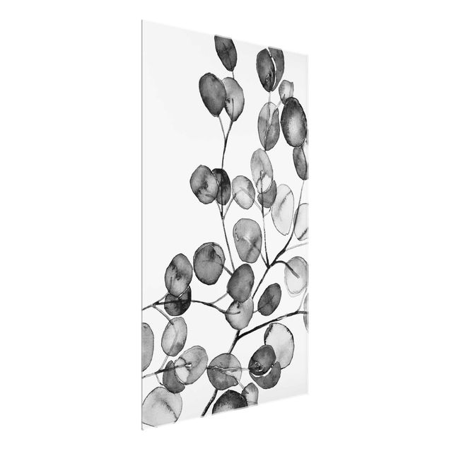 Tavlor blommor Black And White Eucalyptus Twig Watercolour