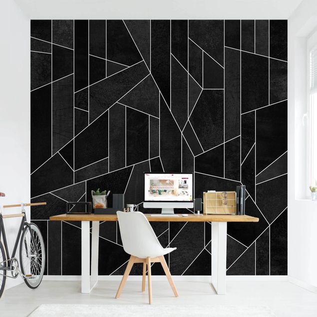 Mönstertapet Black And White Geometric Watercolour