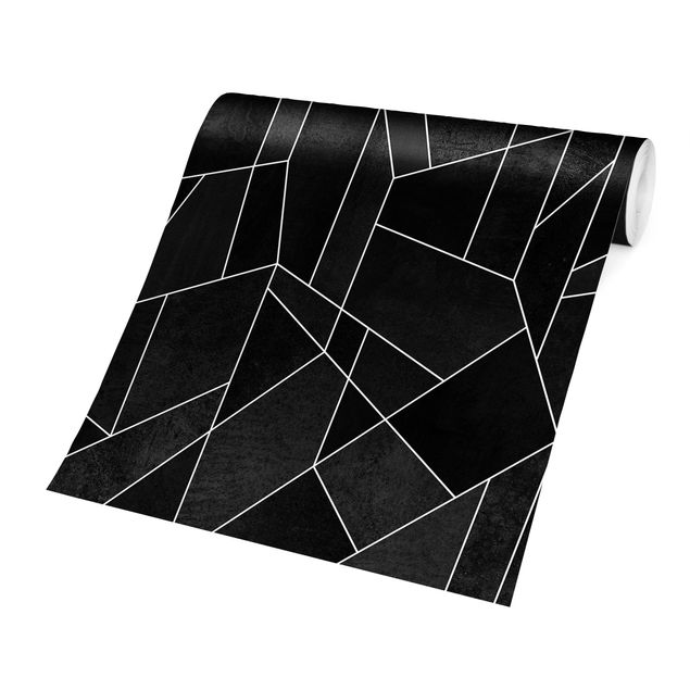 Fototapeter svart Black And White Geometric Watercolour