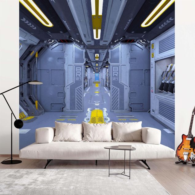 Fototapeter grått Sci-Fi Inside A Spaceship