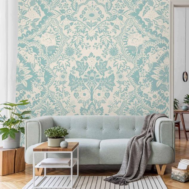 Tapeter dekorationer Shabby Baroque Wallpaper In Azure