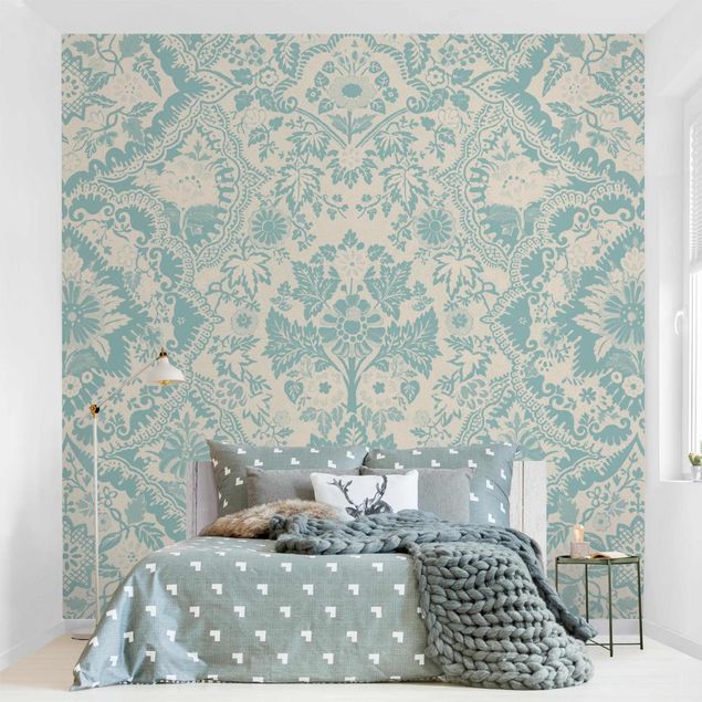 Kök dekoration Shabby Baroque Wallpaper In Azure