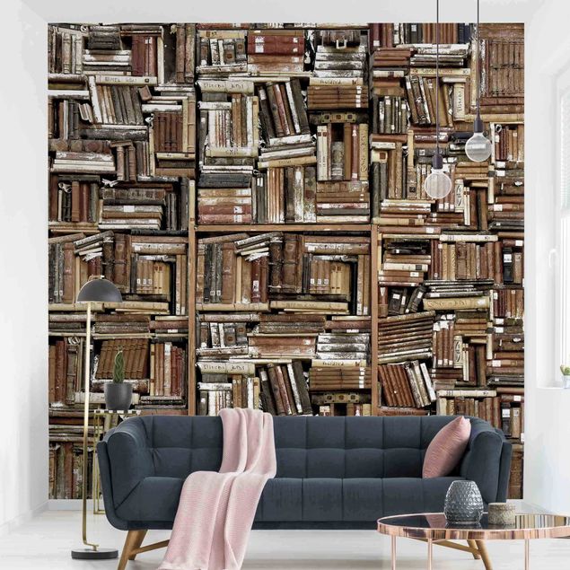 Fototapeter 3D Shabby Wall Of Books