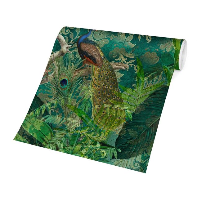 Tapeter vintage Shabby Chic Collage - Noble Peacock II