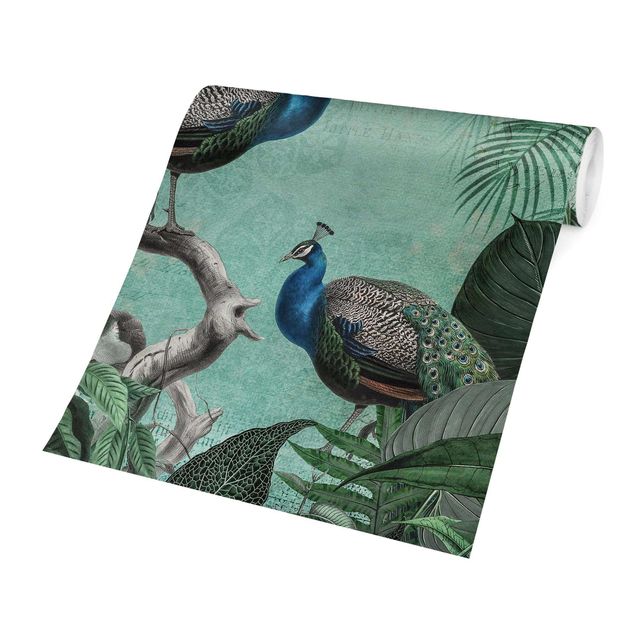 Tapeter vintage Shabby Chic Collage - Noble Peacock
