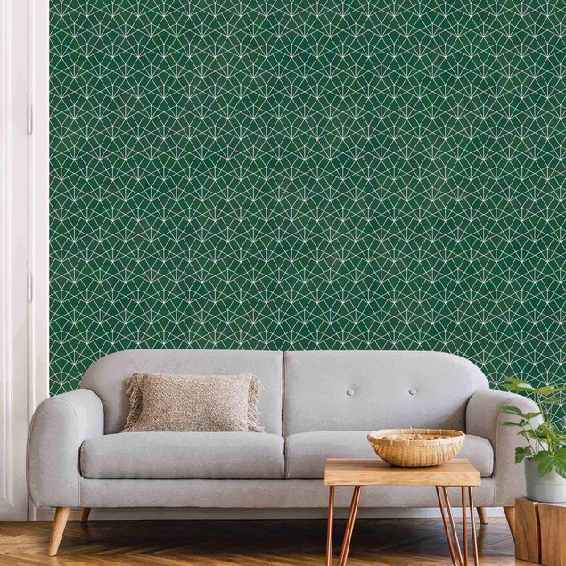 Mönstertapet Emerald Art Deco Line Pattern