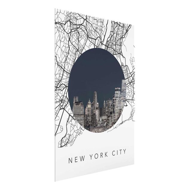 Glastavlor arkitektur och skyline Map Collage New York City