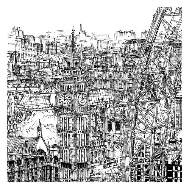 Fototapeter vit City Study - London Eye