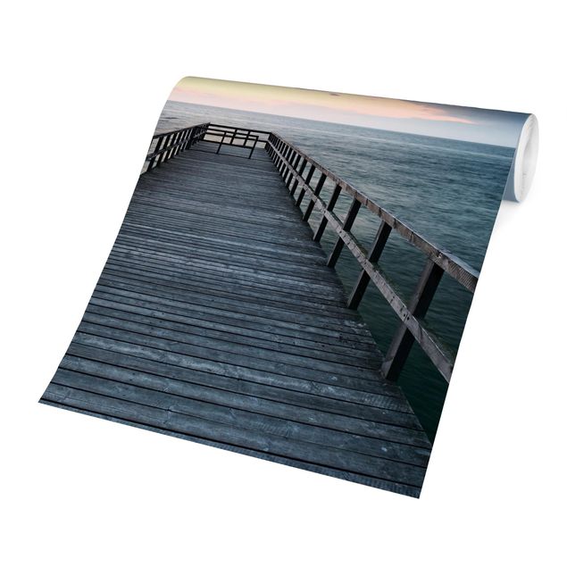Fototapeter solnedgångar Landing Bridge Boardwalk