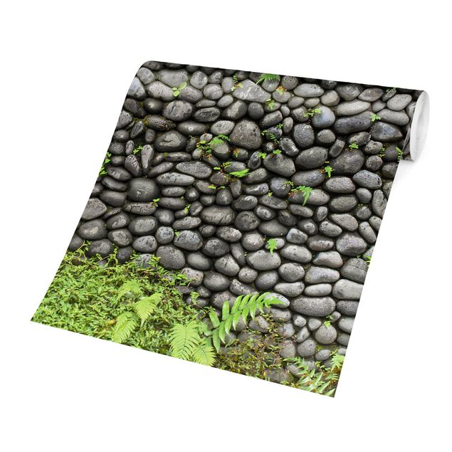 Tapeter industriell Stone Wall With Plants
