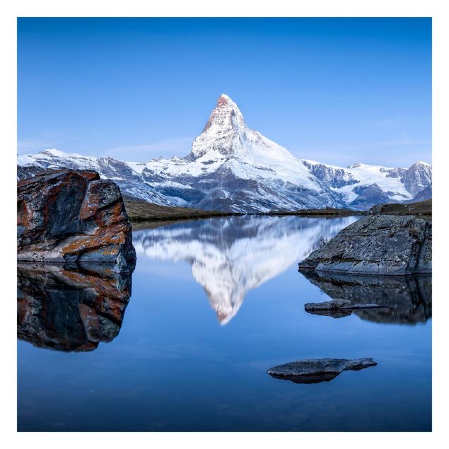 Fototapeter blå Stellisee Lake In Front Of The Matterhorn