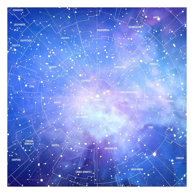 Fototapeter blå Stelar Constellation Star Chart
