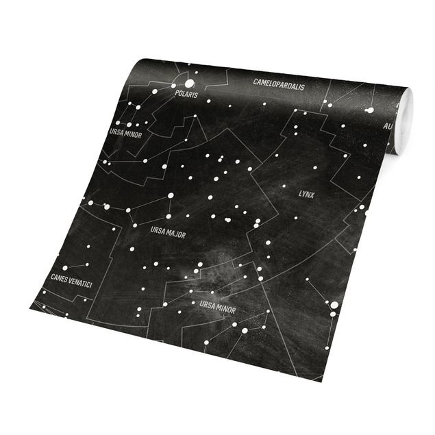 Fototapeter svart och vitt Map Of Constellations Blackboard Look