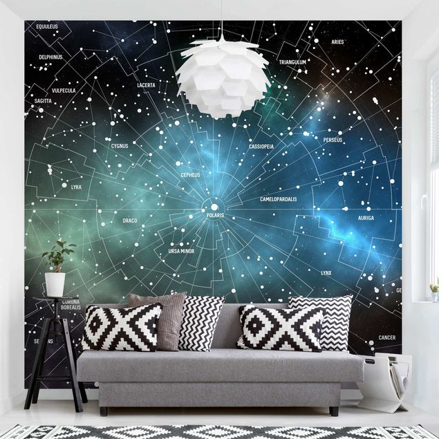 Mönstertapet Stellar Constellation Map Galactic Nebula