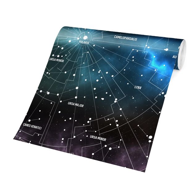 Fototapeter världskartor Stellar Constellation Map Galactic Nebula