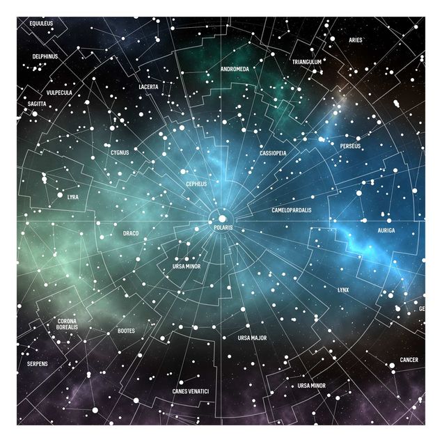 Fototapeter svart Stellar Constellation Map Galactic Nebula