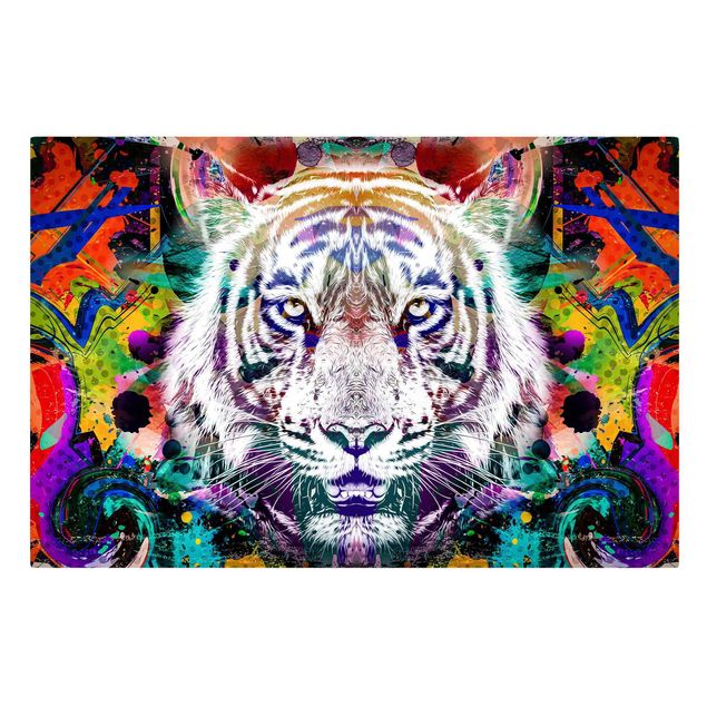 Canvastavlor djur Street Art Tiger