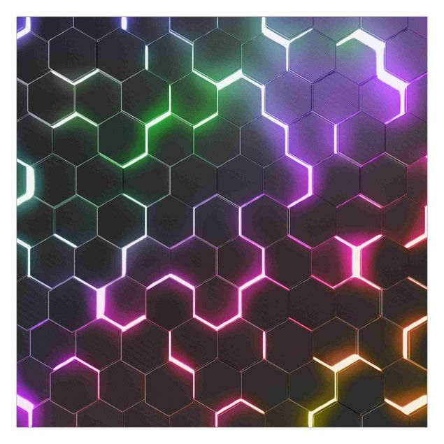 Fototapeter svart Hexagonal Pattern With Neon Light