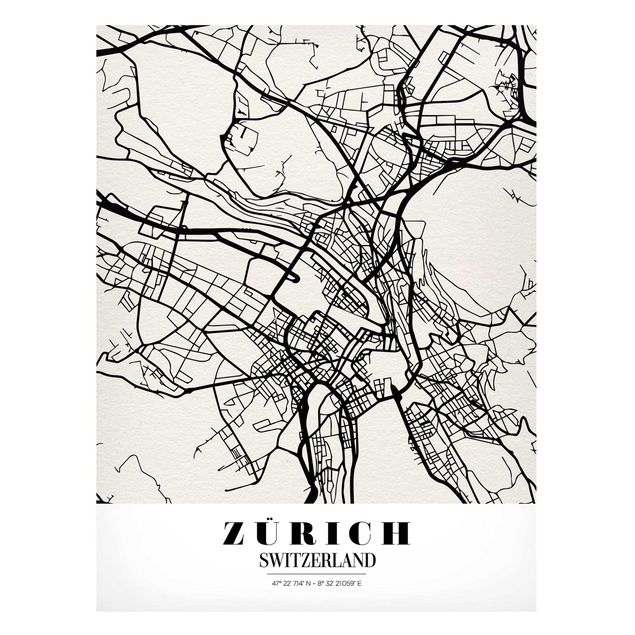 Magnettavla världskartor Zurich City Map - Classic