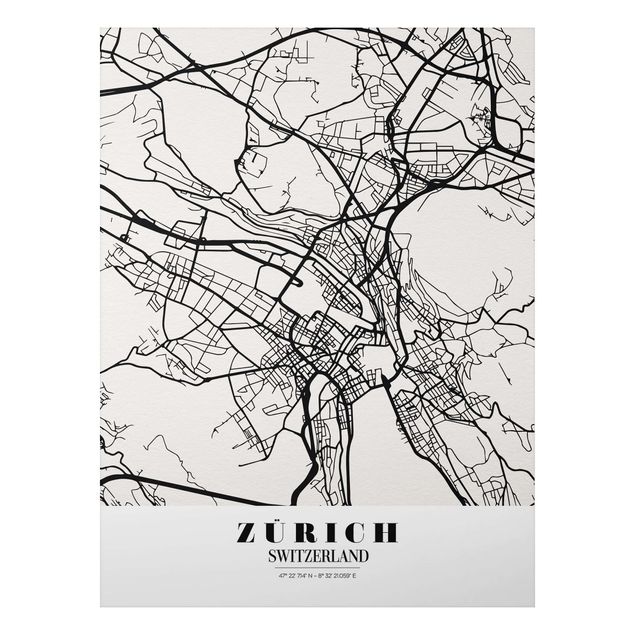 Tavlor världskartor Zurich City Map - Classic