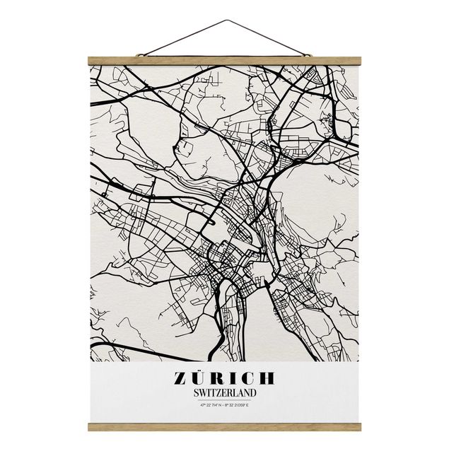 Tavlor världskartor Zurich City Map - Classic