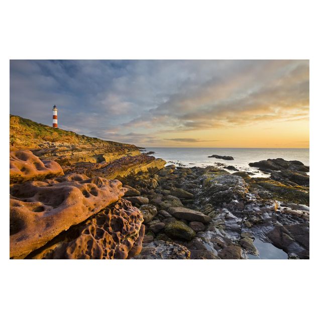 Fototapeter landskap Tarbat Ness Ocean & Lighthouse At Sunset