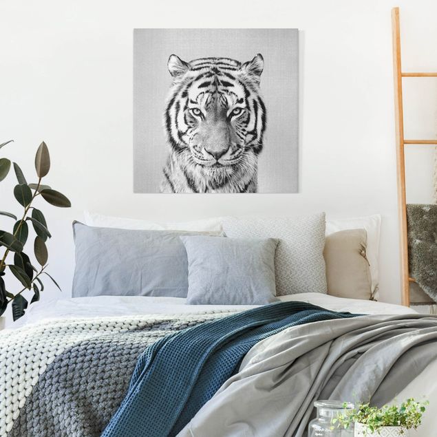 Canvastavlor katter Tiger Tiago Black And White