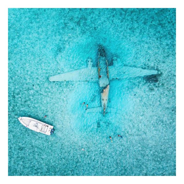 Tavlor stränder Top View Airplane Wreckage In The Ocean