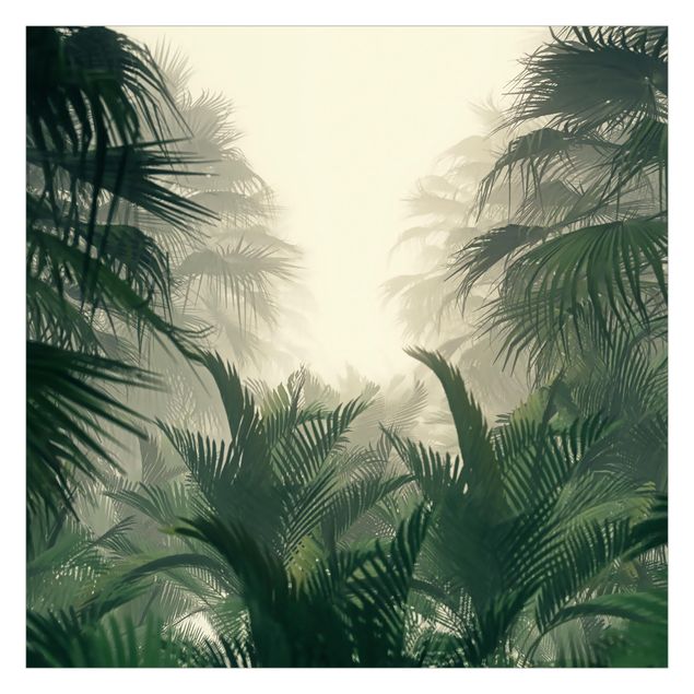 Tapeter Tropical Plants In Fog