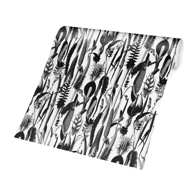 Tapeter Tropical Luxury Pattern Black And White