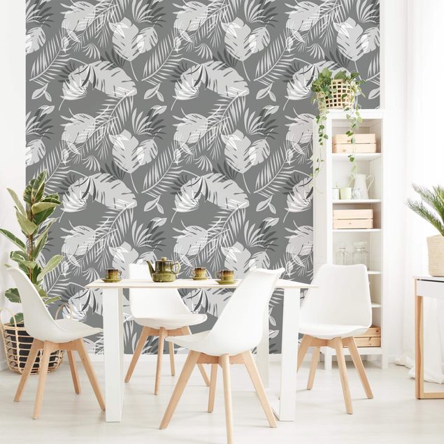 Kök dekoration Tropical Outlines Pattern In Grey